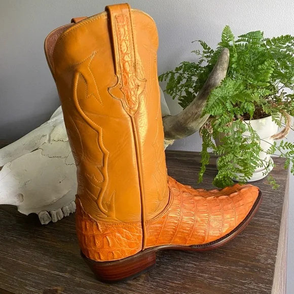 Black Diamond Mens Caiman Alligator Leather Made USA Cowboy Western‎ Boots 10.5 - Picture 5 of 11